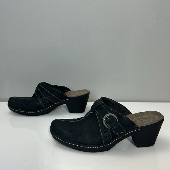Clarks Bendables Black Leather Clogs Size 9 - Picture 3 of 15
